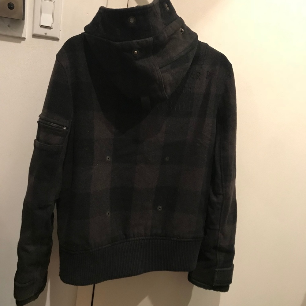 G STAR RAW Jacket Coat Plaid Wool Bomber Hood S M - Picture 8 of 9